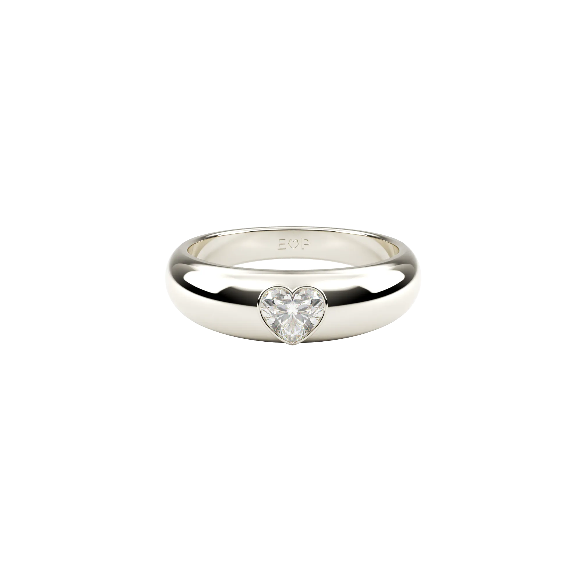 14k Small Heart Dome Ring