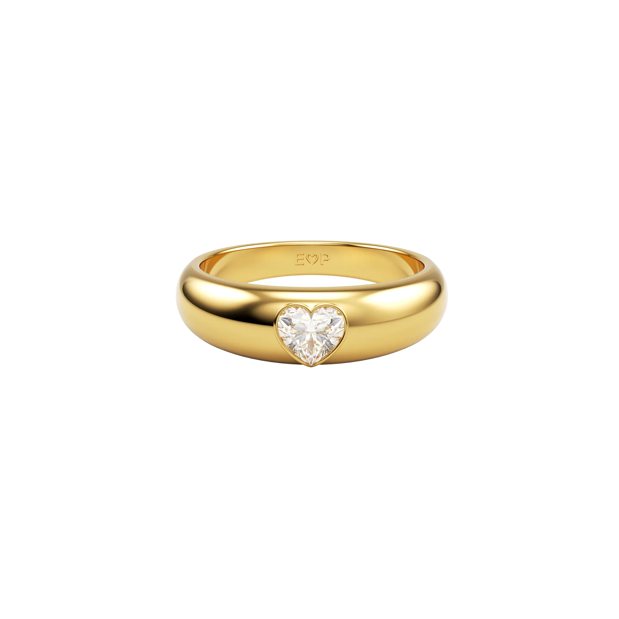 14k Small Heart Dome Ring