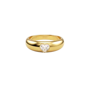 14k Small Heart Dome Ring