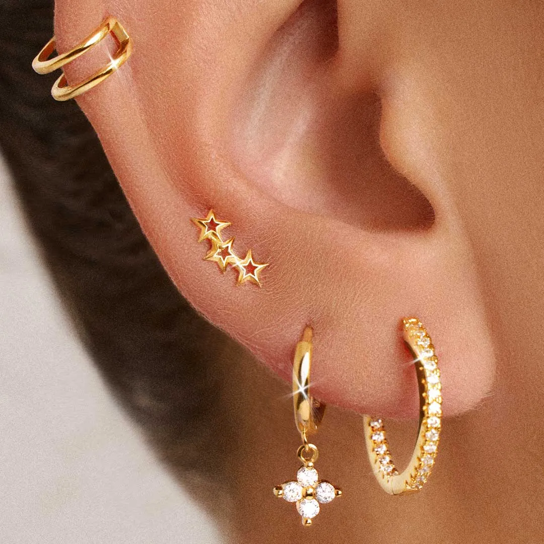 3 Star Gold Earring