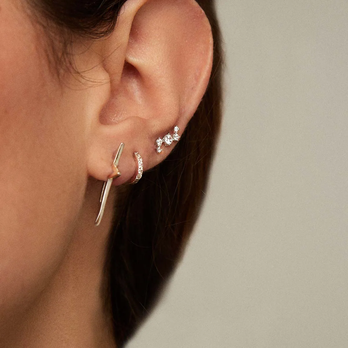 5 Star Silver Earrings
