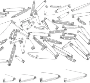 60 PCS Brooch Pins 4 Sizes Decorative Brooches and Pins for Women, Vintage Boutonniere Safety Pins Bar Brooch Pin Backings for DIY Crafts Badge Name Tag(Silver)
