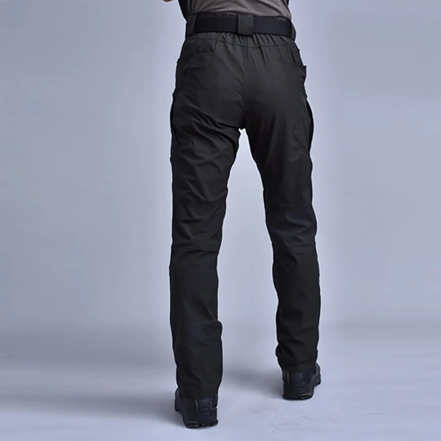 ADHOWBEW Tactical Cargo Pants for Men Elastic Waist Relaxed Fit Big and Tall Construction Pockets Hiking Trousers