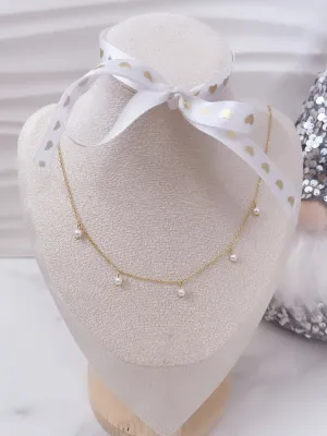Amanda Necklace, Choker de Perlitas en Acero Inoxidable