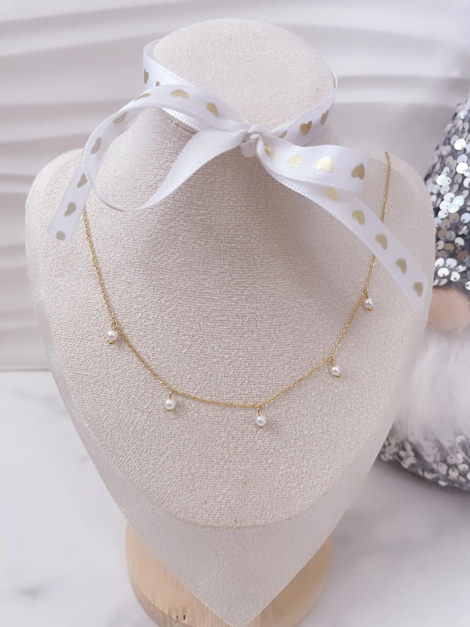 Amanda Necklace, Choker de Perlitas en Acero Inoxidable
