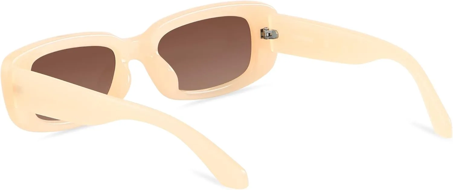 ANDWOOD Rectangle Sunglasses for Women Square Frames Trendy Retro Vintage 90s UV Protection Sun Glasses Small Face
