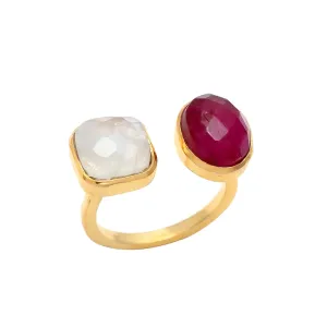 Anillo con piedras Albi Granate y Blanco