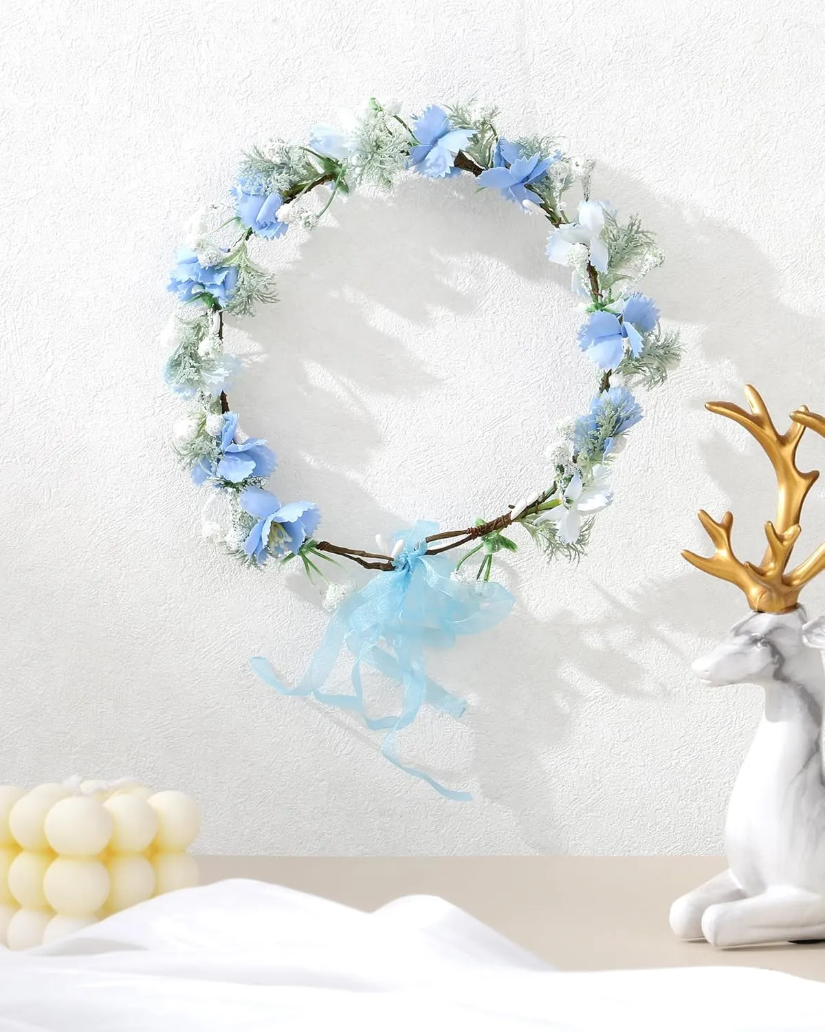 AWAYTR Leaf Flower Crown Garland Headpiece - Hair Floral Wreath Adjustable Flower Headbands for Bridal Wedding Festival Party Flower Leaves Crown