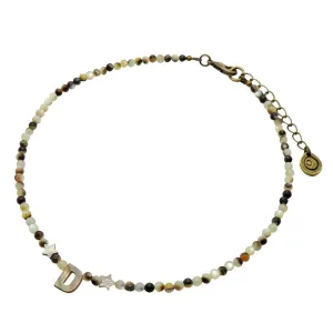 Black Lip Shell Initial Alphabet Charm Beaded Choker
