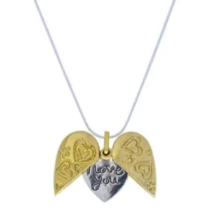 Bluenoemi Sterling Silver gold plated Wings Necklace for Woman pendant I Love You Israeli Jewelry for woman
