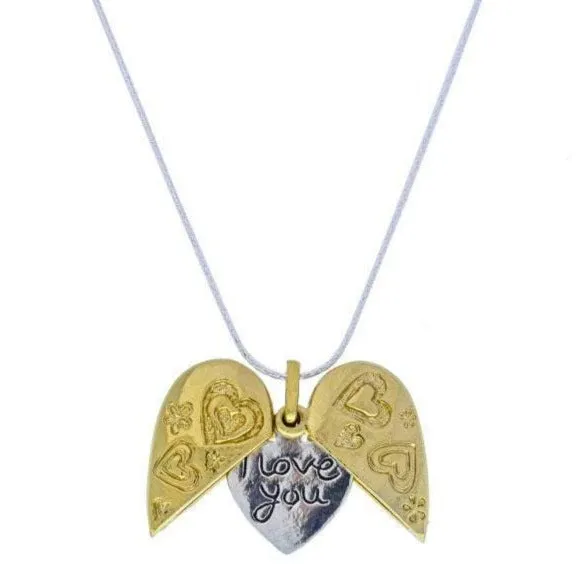 Bluenoemi Sterling Silver gold plated Wings Necklace for Woman pendant I Love You Israeli Jewelry for woman