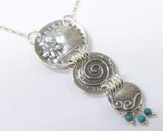 Bluenoemi Sterling Silver Necklace for Woman pendant with turquoises stones