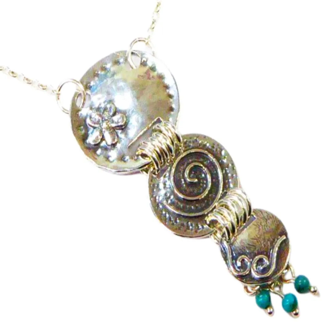 Bluenoemi Sterling Silver Necklace for Woman pendant with turquoises stones