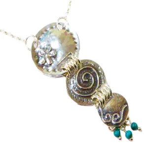 Bluenoemi Sterling Silver Necklace for Woman pendant with turquoises stones