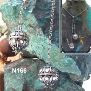Bluenoemi Sterling Silver Necklace for Woman, Pomegranate Silver pendant with garnet / turquoise / opals / pearls / lapis