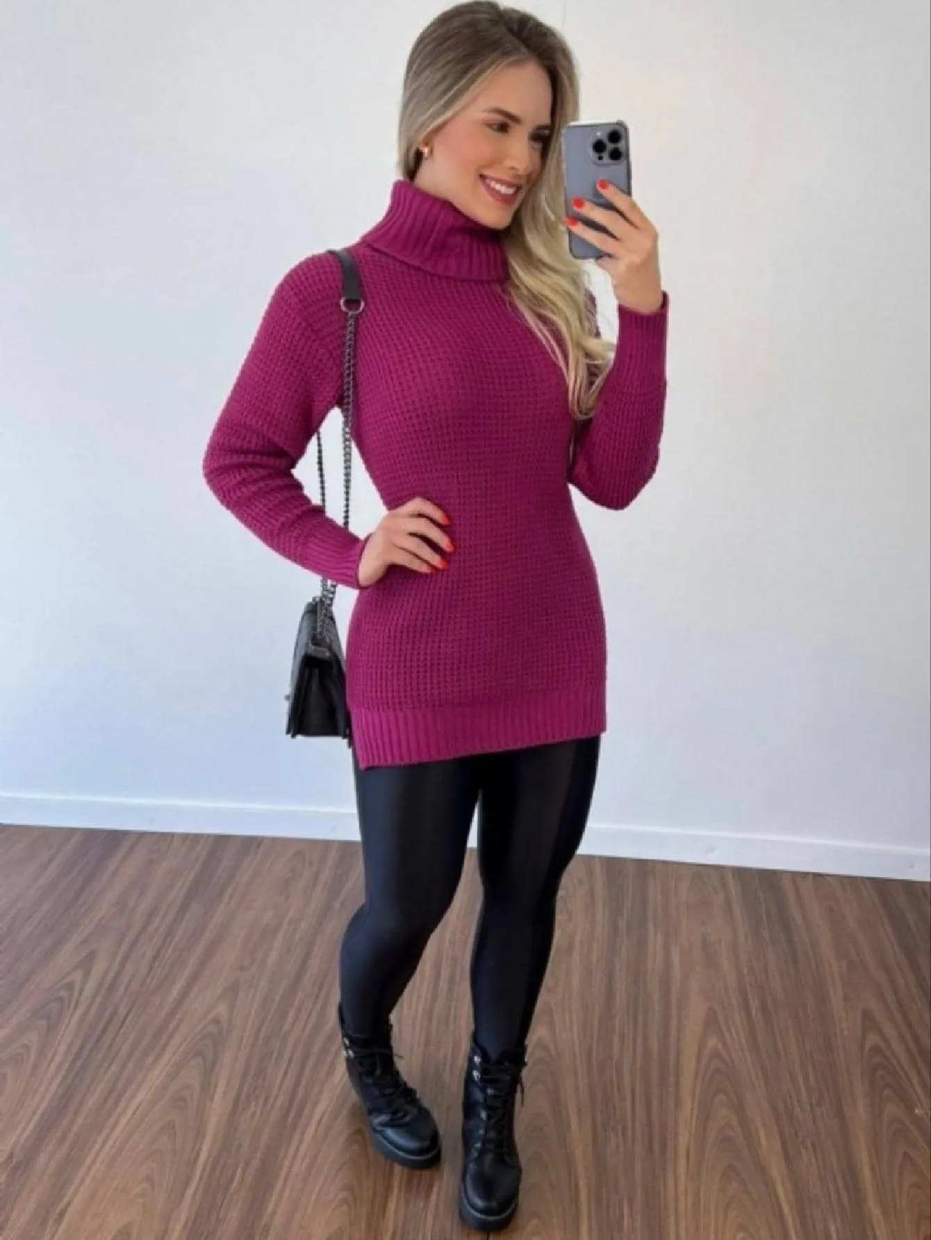 Blusa de frio gola alta role minivest tricot