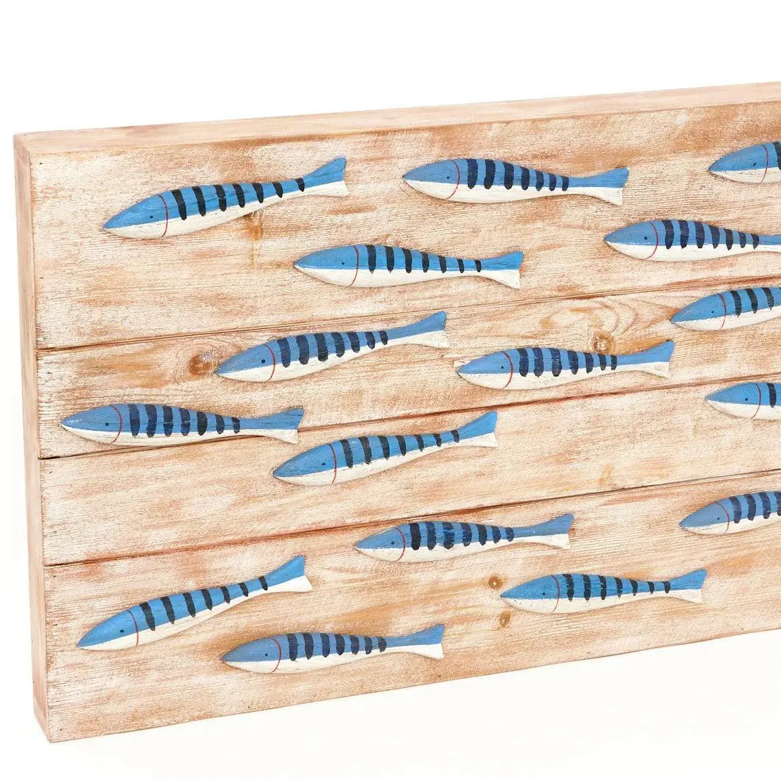Caja de madera con banco de peces blancos y azules - D2269