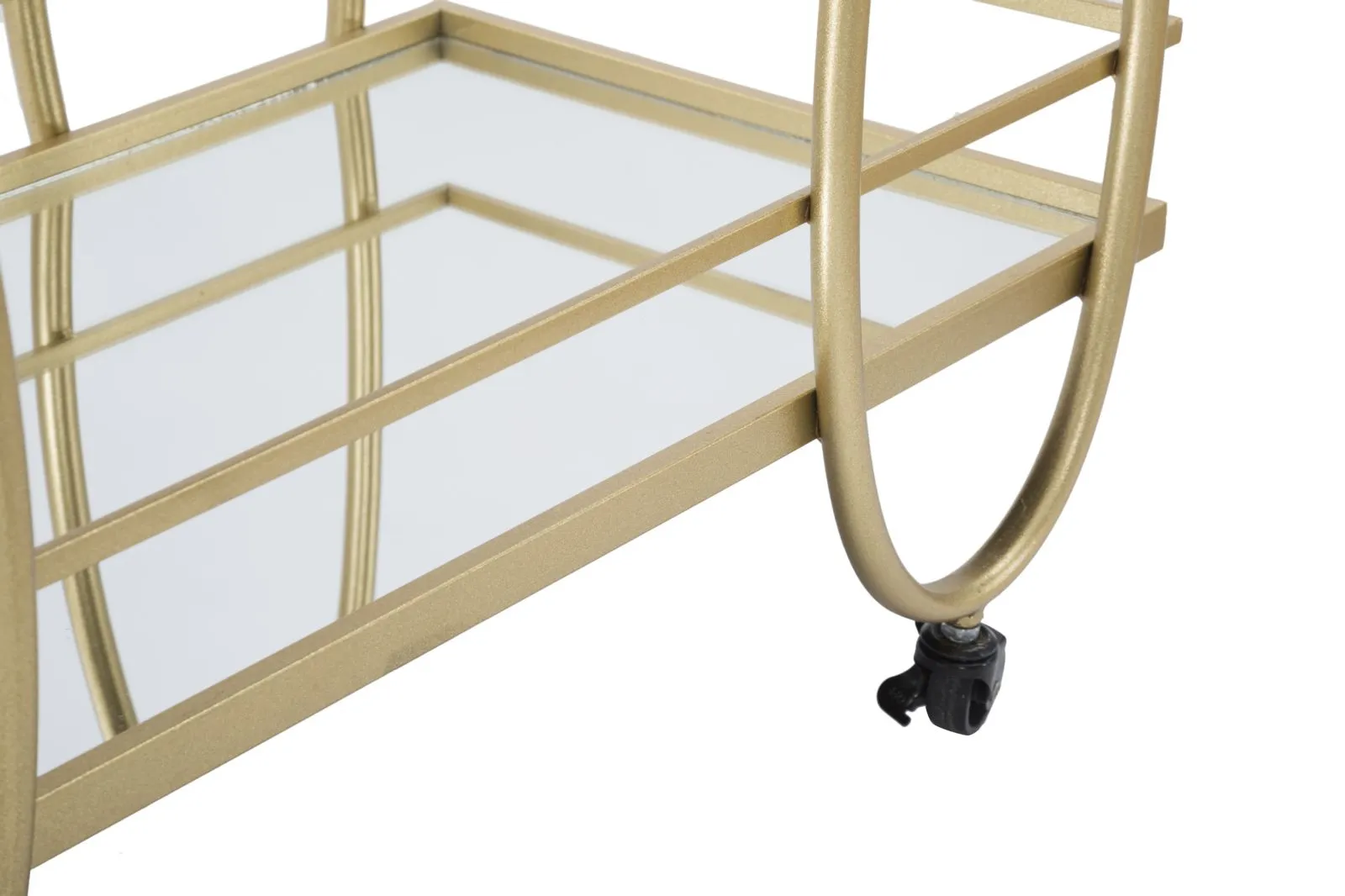 Carrello portavivande moderno in metallo colore oro con specchi cm 80x40x75h