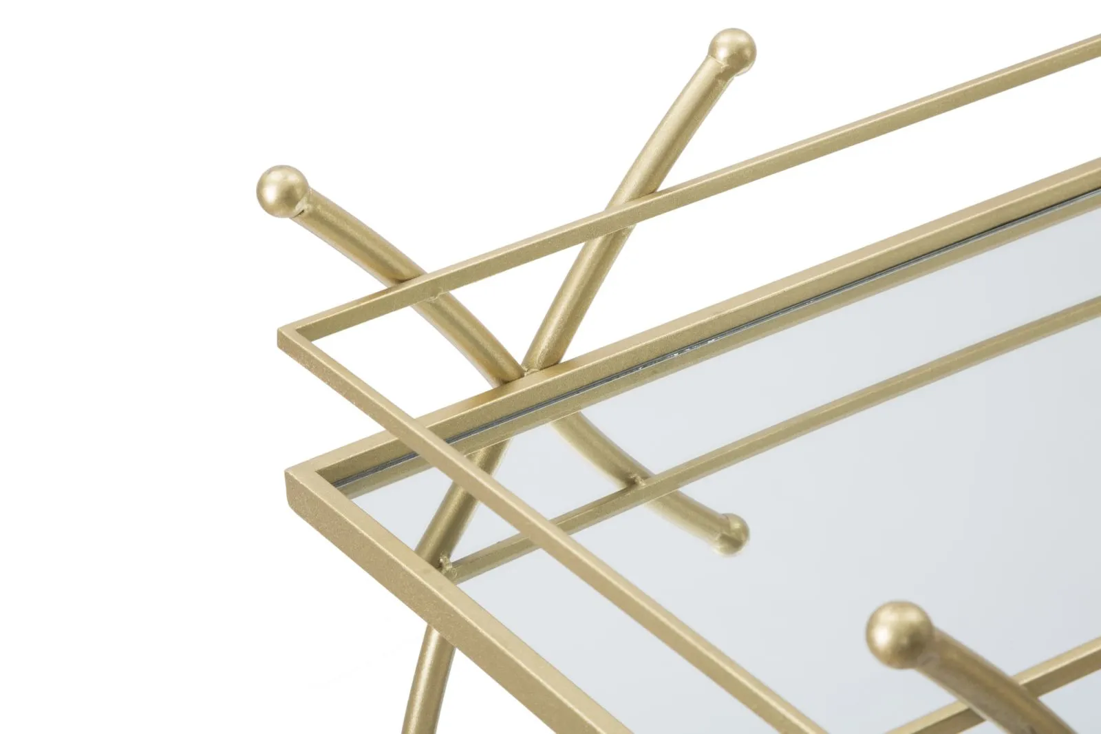 Carrello portavivande moderno in metallo colore oro con specchi cm 80x40x75h