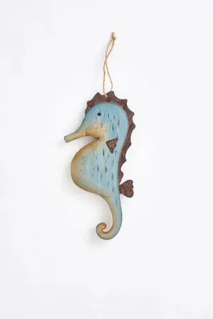 Colgante caballito de mar en madera y metal