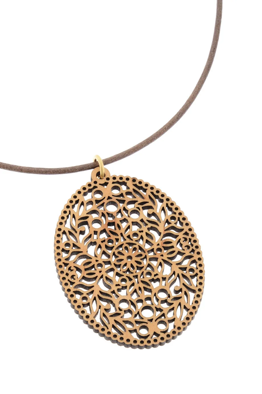 COLGANTE Oval Brown Wooden Pendant