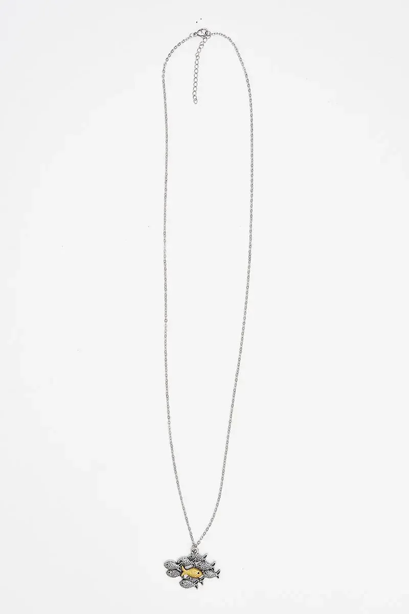 Collar en aleación sostenible con colgante varios peces