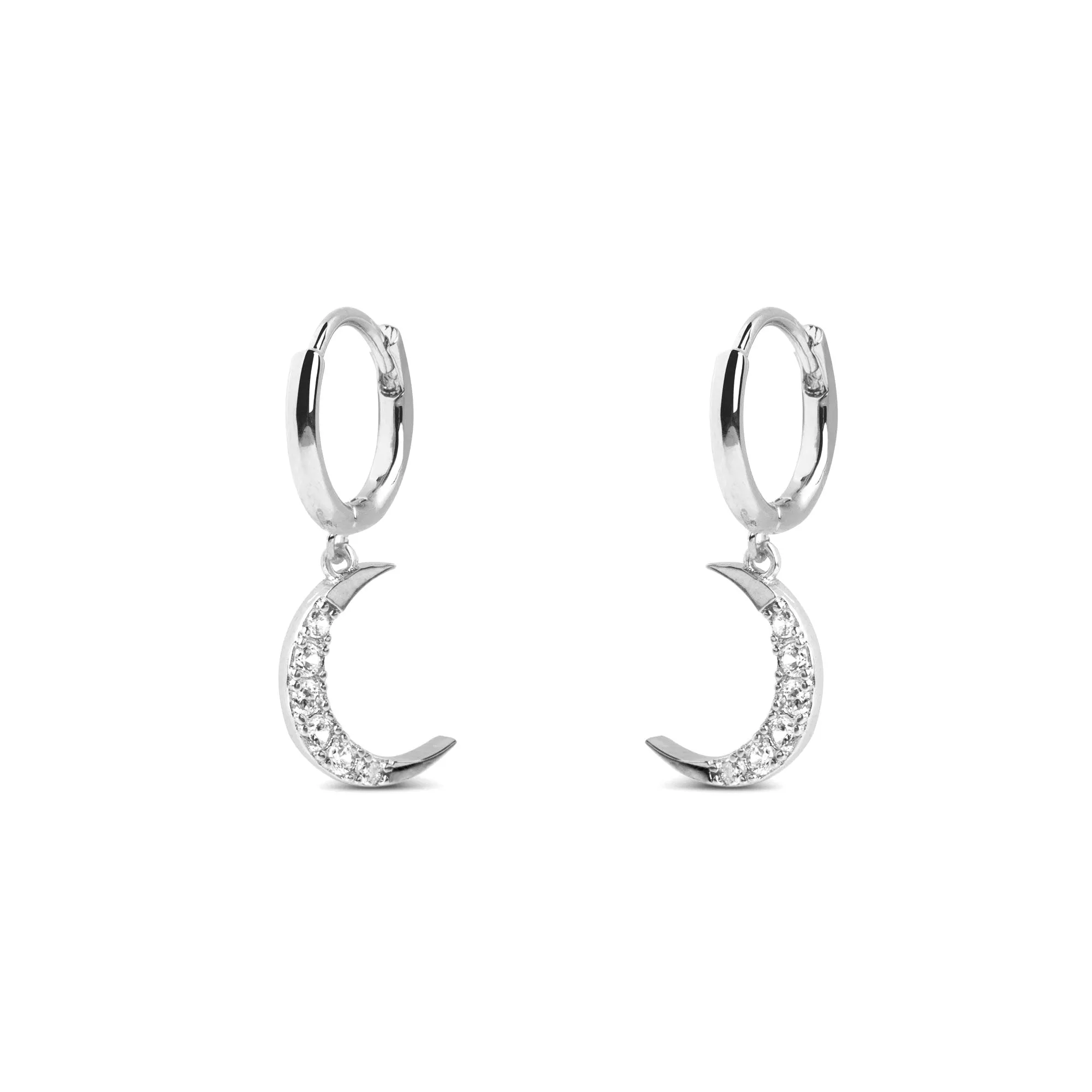 Crescent Moon Spark Silver Earrings
