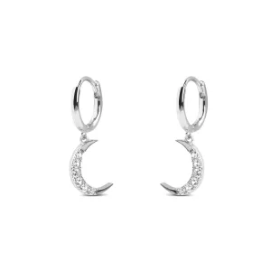 Crescent Moon Spark Silver Earrings