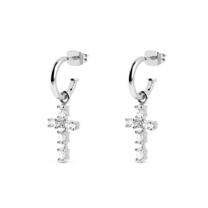 Cross Marquise Silver Earrings