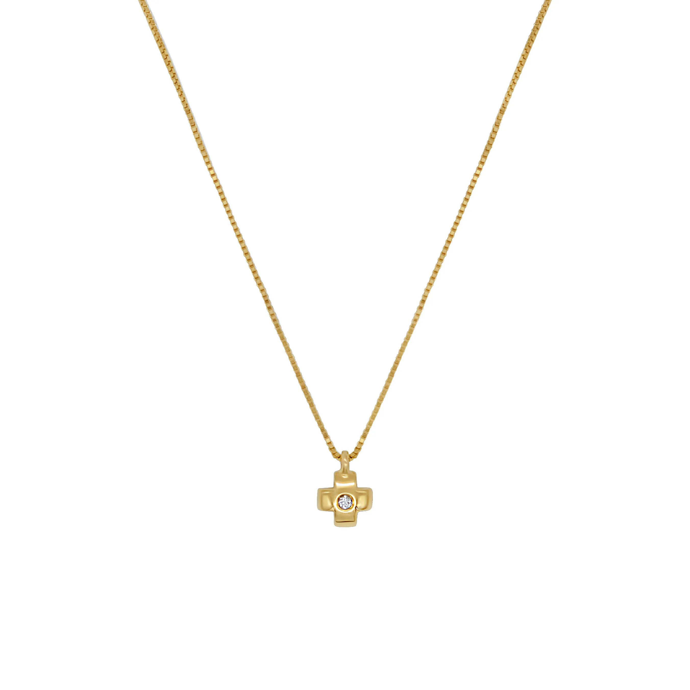CROSS NECKLACE - DIAMOND AND GOLD