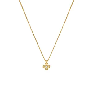 CROSS NECKLACE - DIAMOND AND GOLD