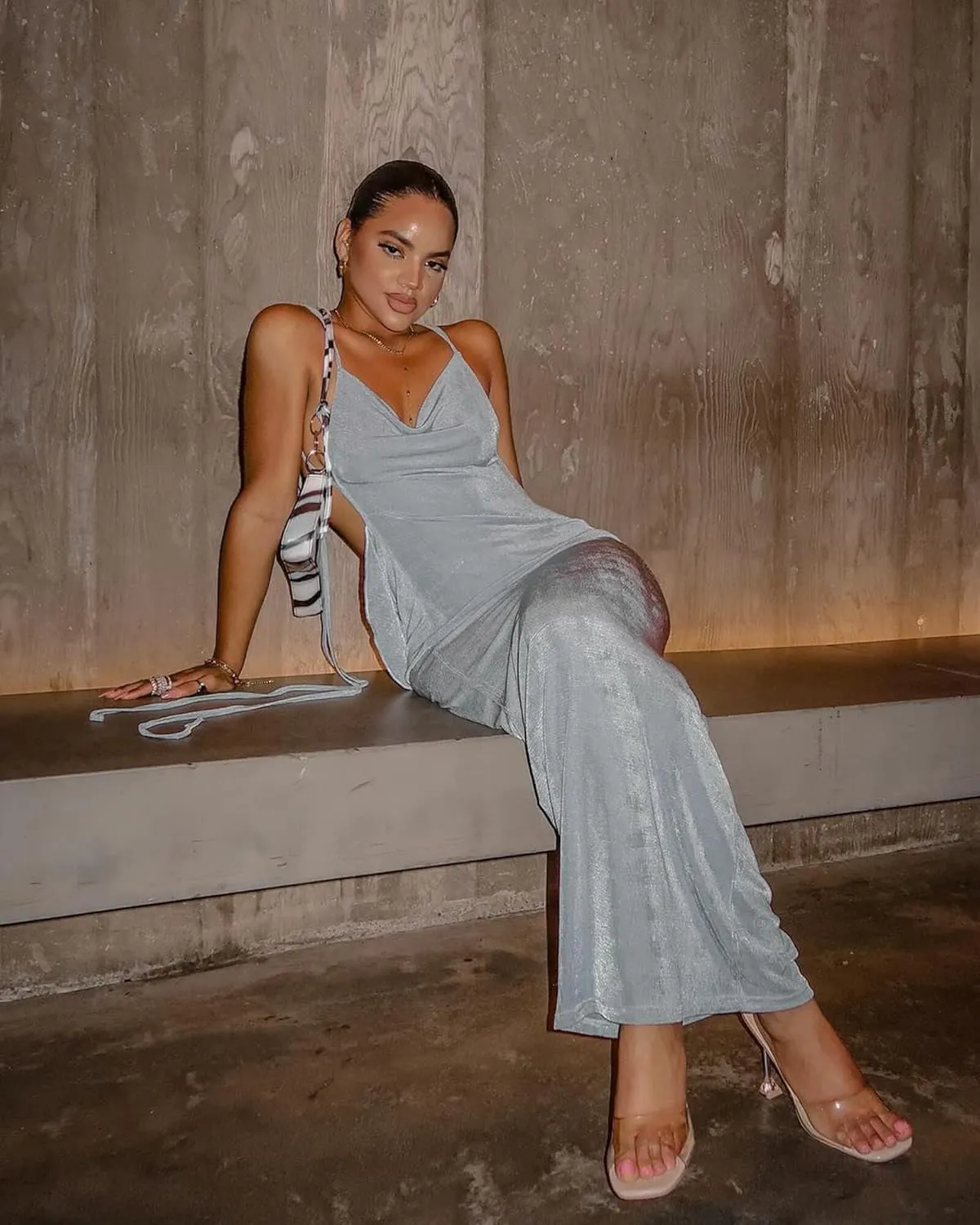 Doweha Women Backless Cowl Neck Cocktail Going Out Dress Halter Slip Long Semi Formal Party 2025 Spring Summer Maxi Dress
