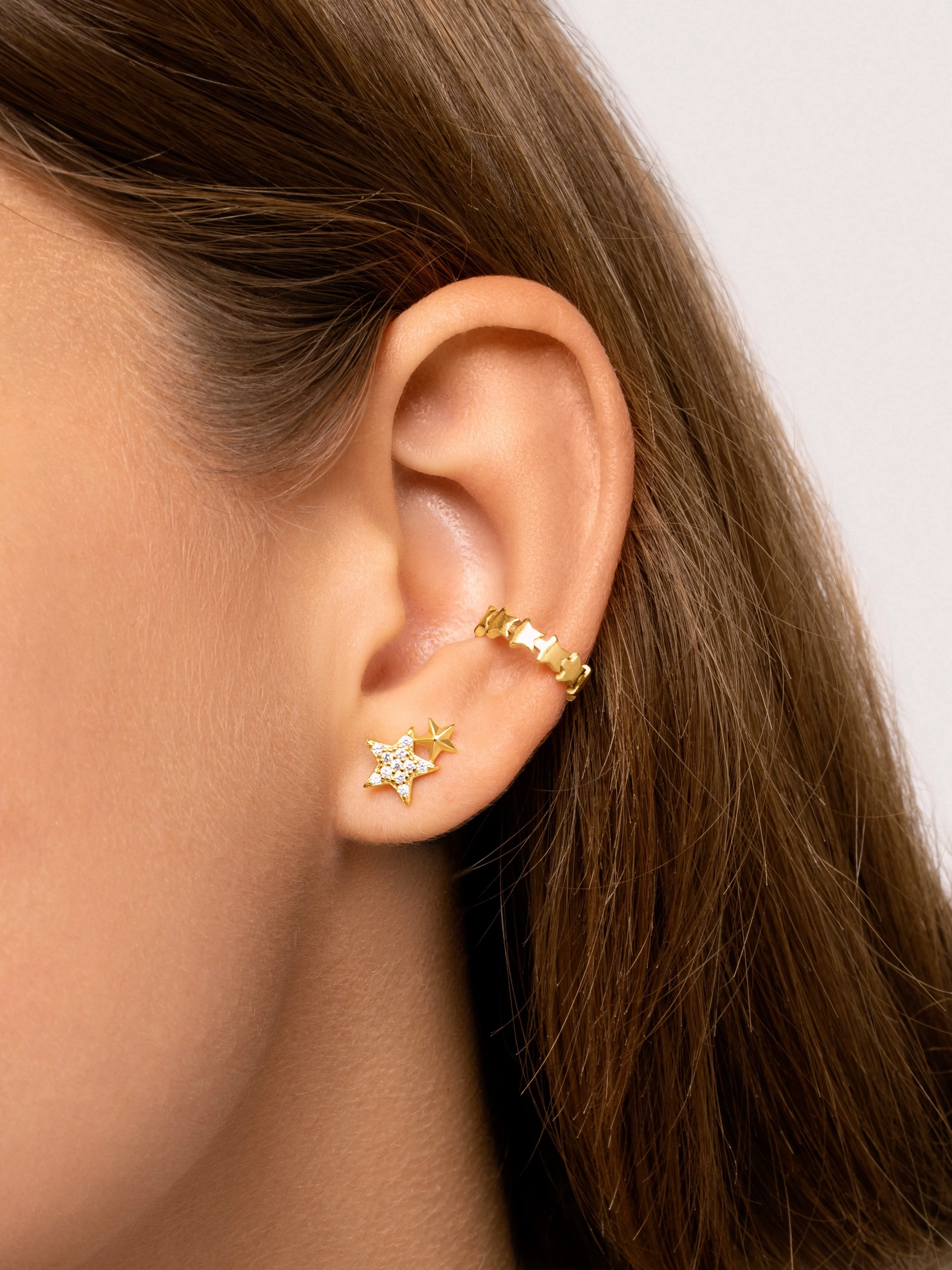 Duo Stars Gold Single Earring