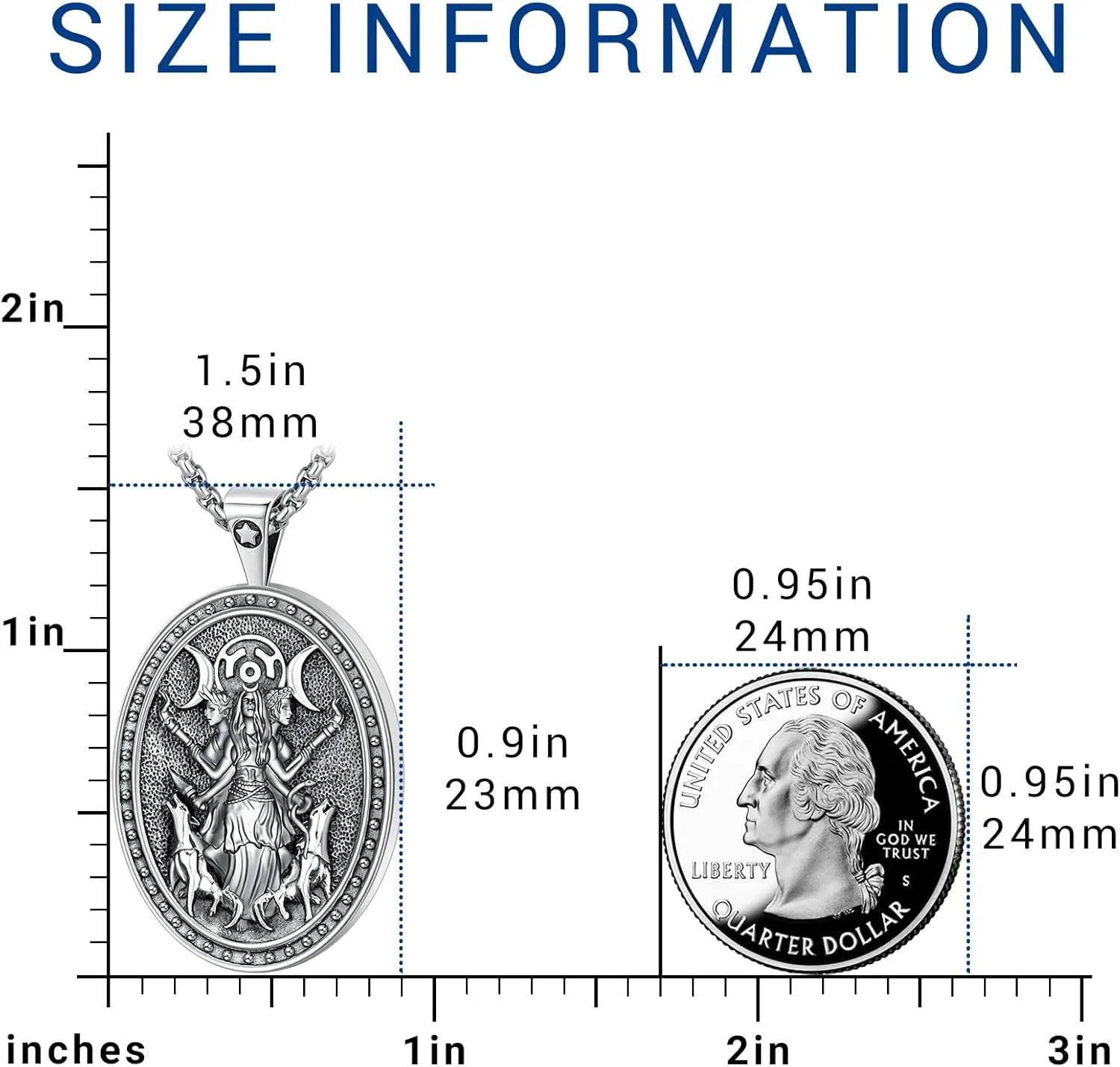 Eusense Nudo De Bruja Plata 925 Original Witches Knot Necklace Tetragrammaton Hecate Triple Moon Goddess Lilith Jewelry Pentagram Pendant for Women Men