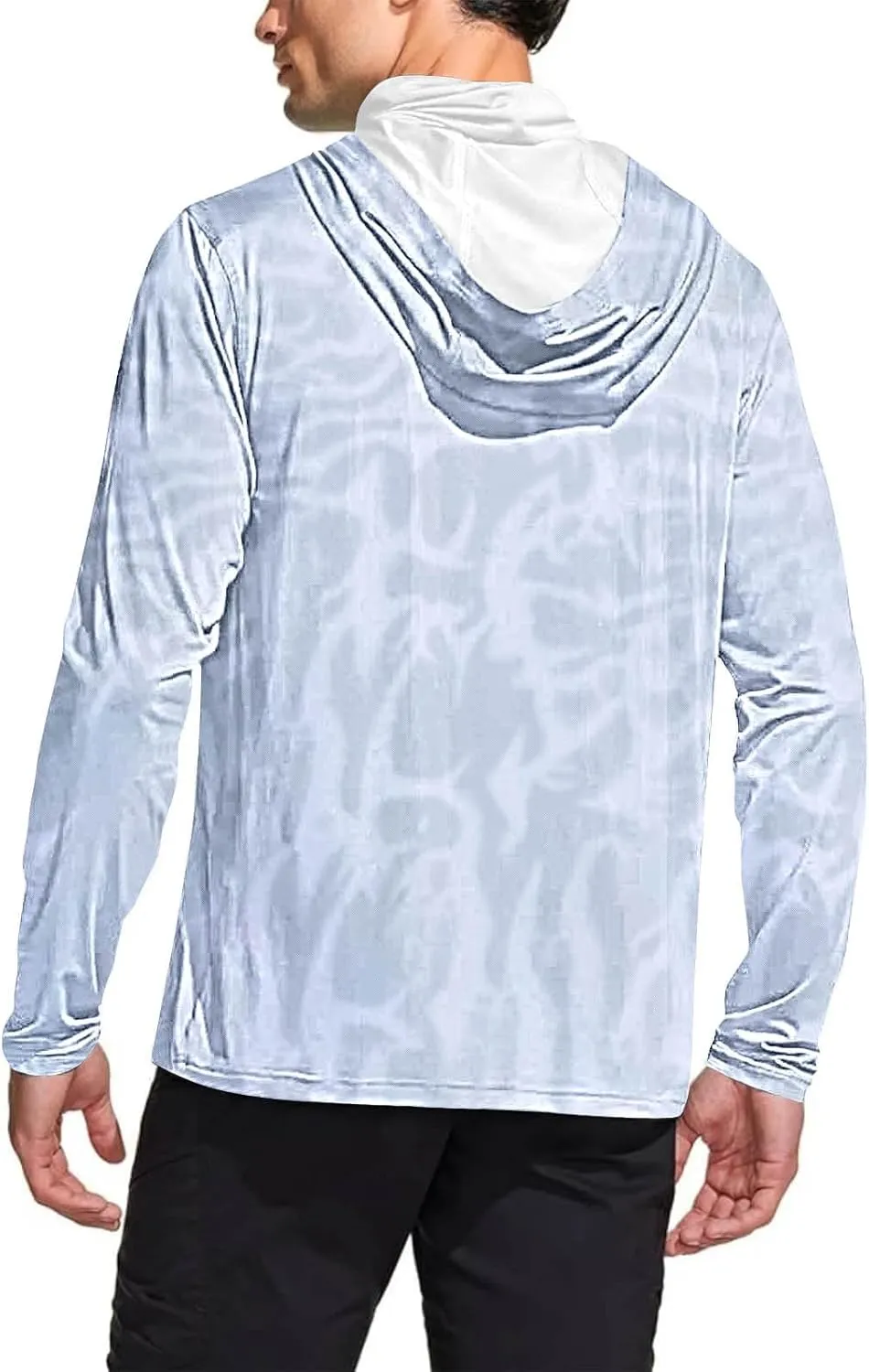 Fishing Shirts for Men UPF 50  Sun Protection Hooded Shirt with Mask Rash Guard Long Sleeve Hiking Cooling Blouses