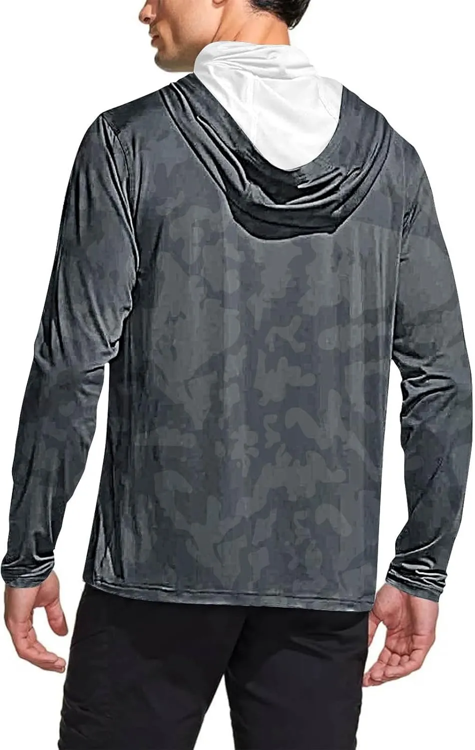 Fishing Shirts for Men UPF 50  Sun Protection Hooded Shirt with Mask Rash Guard Long Sleeve Hiking Cooling Blouses