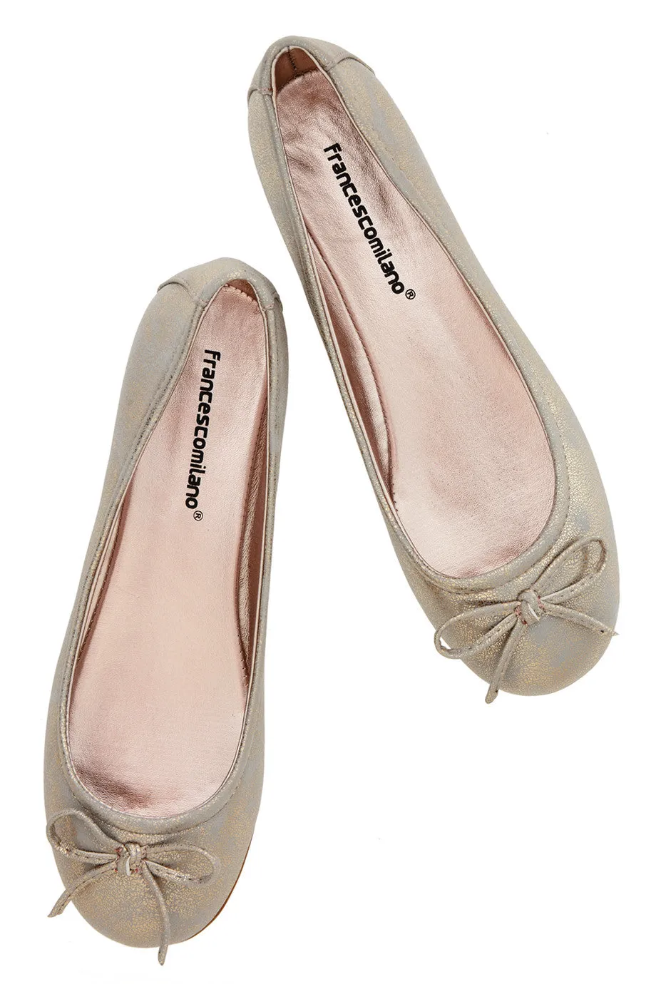 FRANCESCO MILANO SABINE Gold Crackled Ballerinas