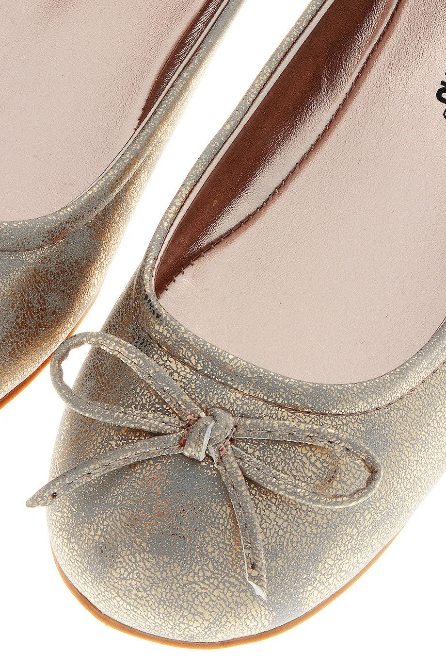 FRANCESCO MILANO SABINE Gold Crackled Ballerinas