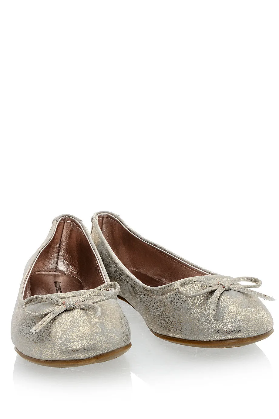 FRANCESCO MILANO SABINE Gold Crackled Ballerinas
