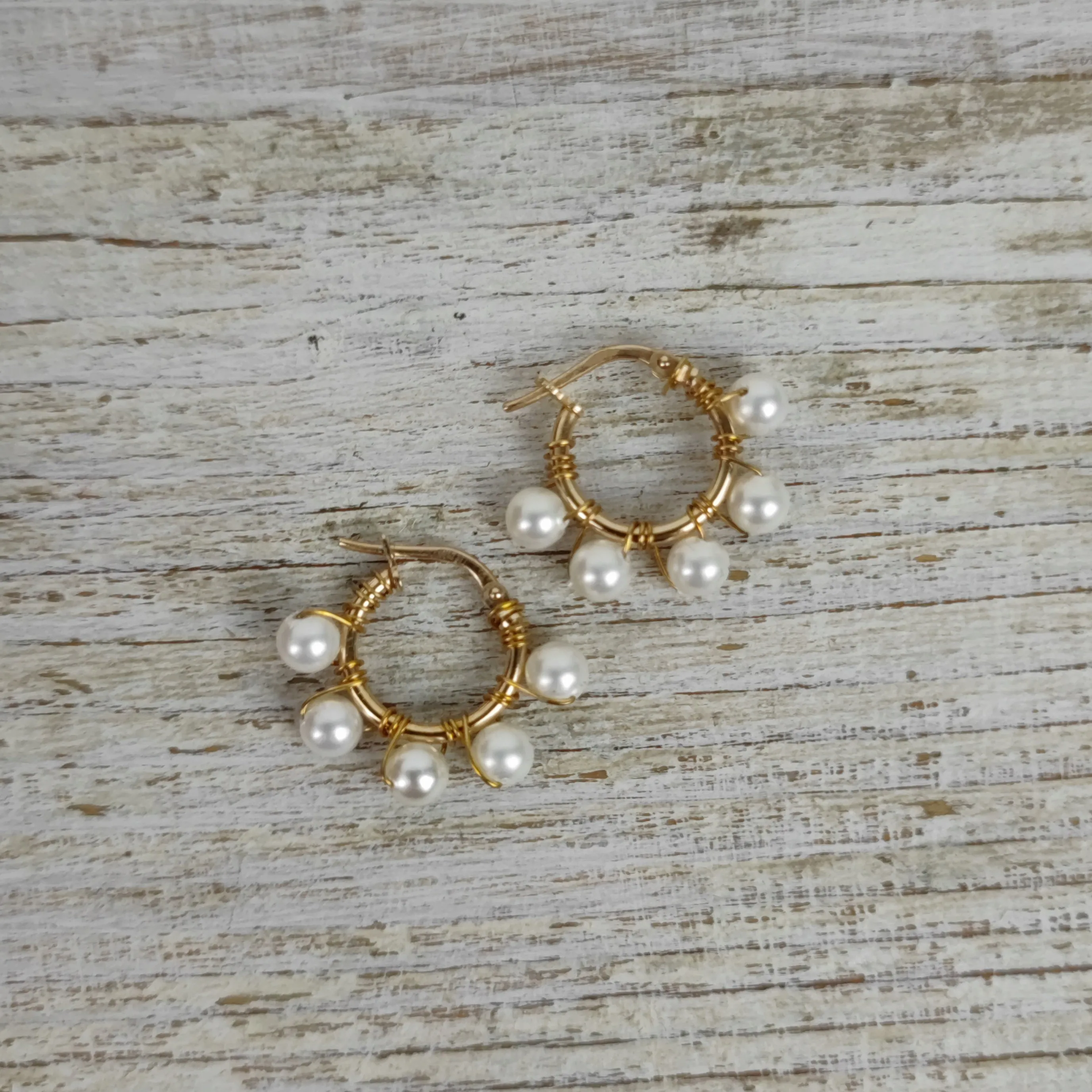 FRANCI Cerchi Hoops mini argento 925 bagno oro e perle
