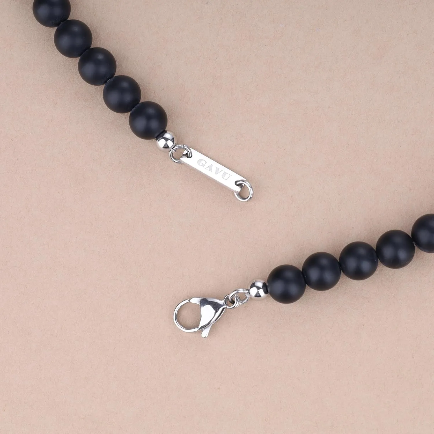 GAVU 8mm Semi-Precious Gemstone Beaded Necklace for Men, Healing Crystal Necklaces for Men