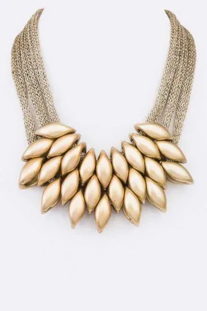 Gold Mesh Statement Necklace
