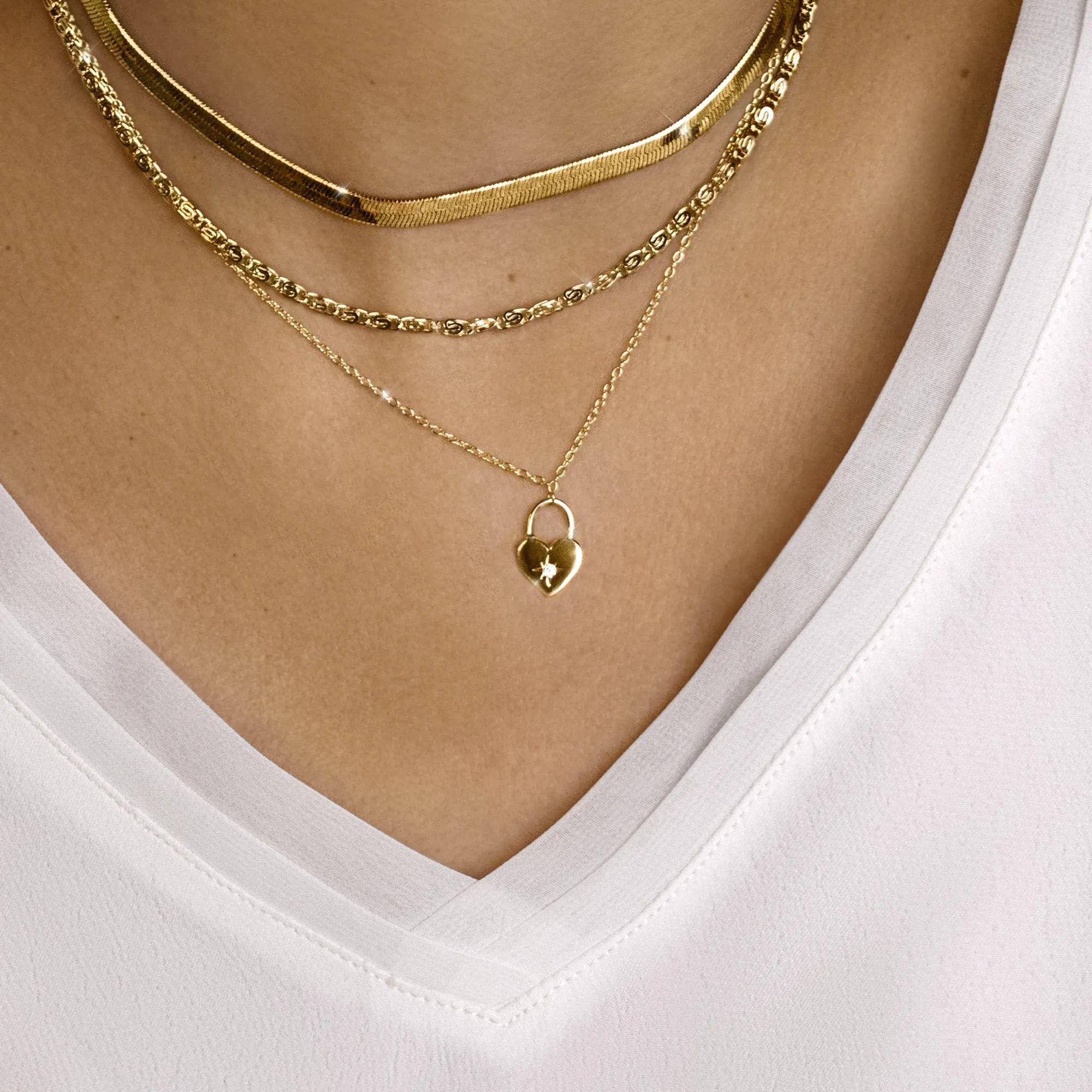 Heart Lock Gold Necklace