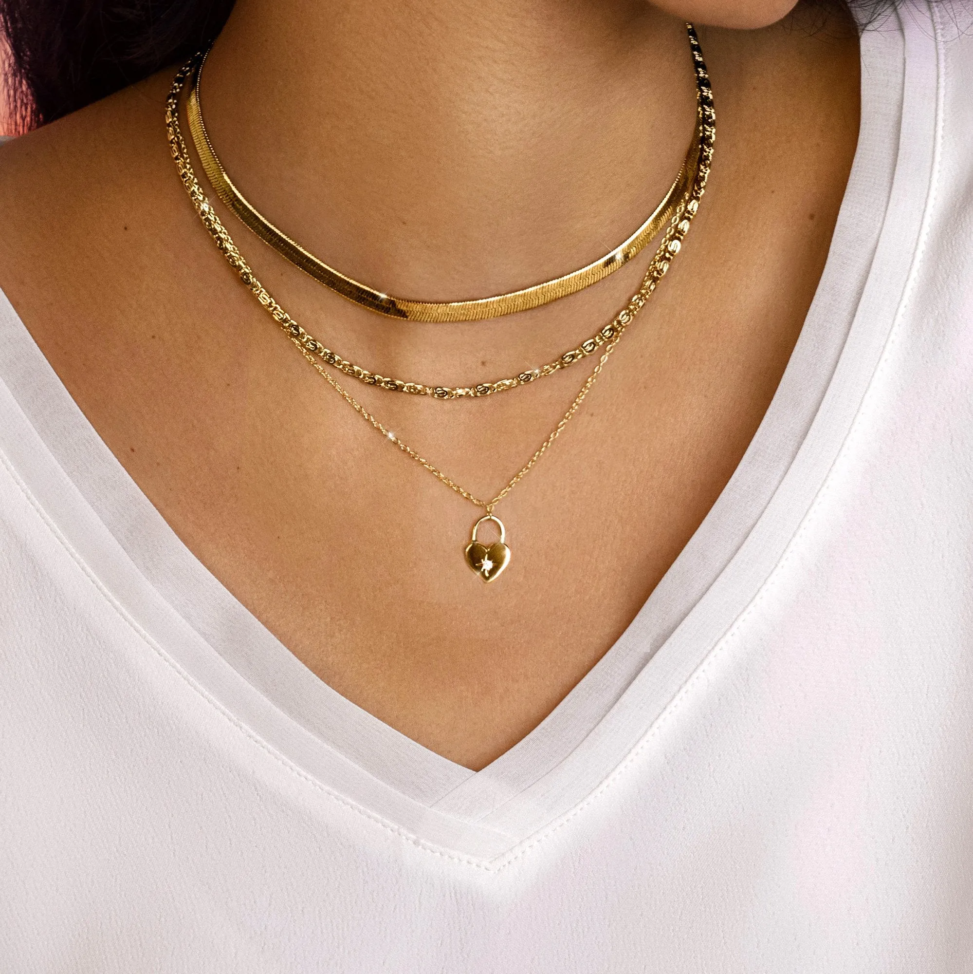 Heart Lock Gold Necklace