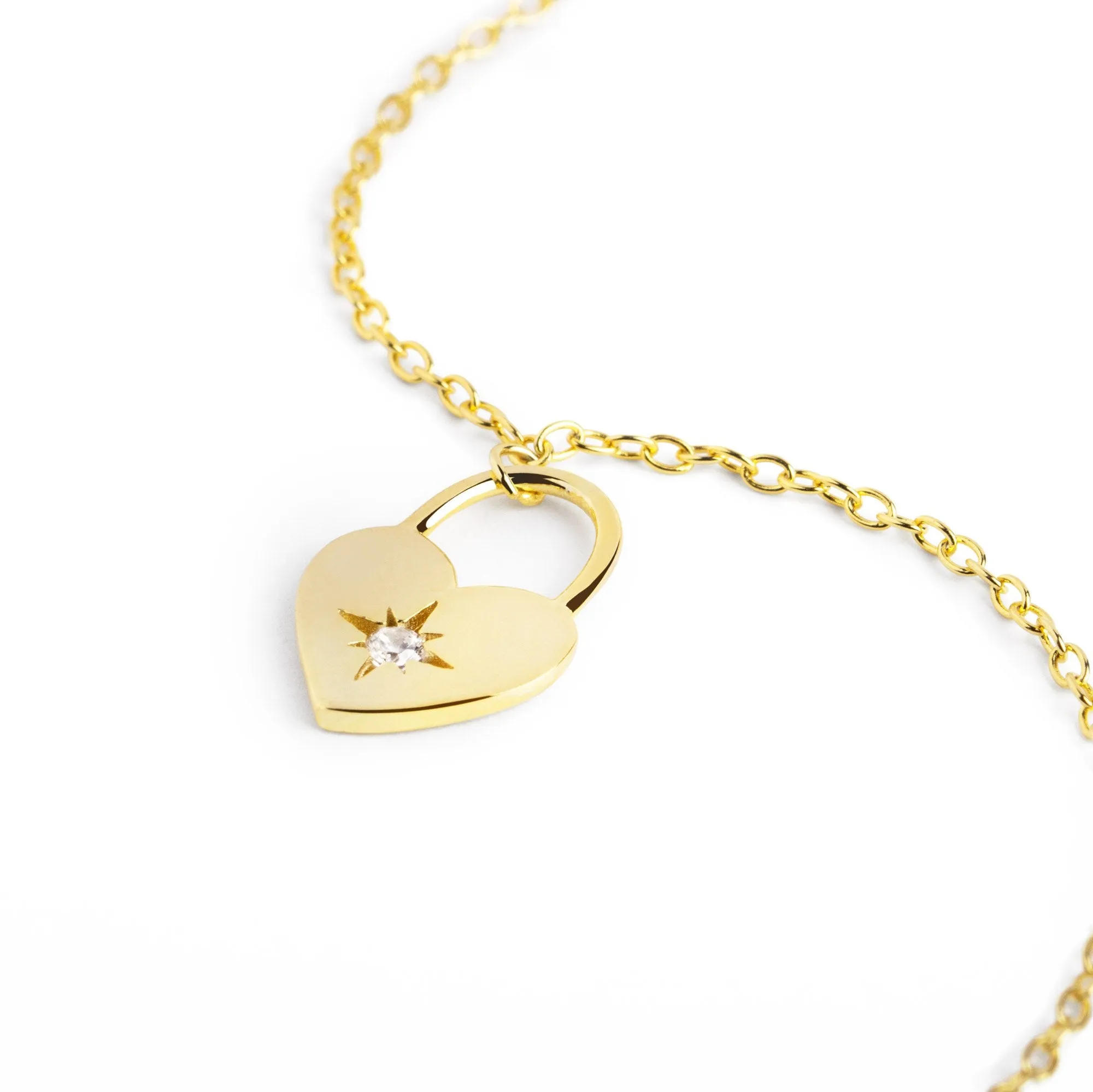 Heart Lock Gold Necklace
