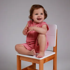 Jardineira Curta em Tricot Rosa -  Bebê e Infantil