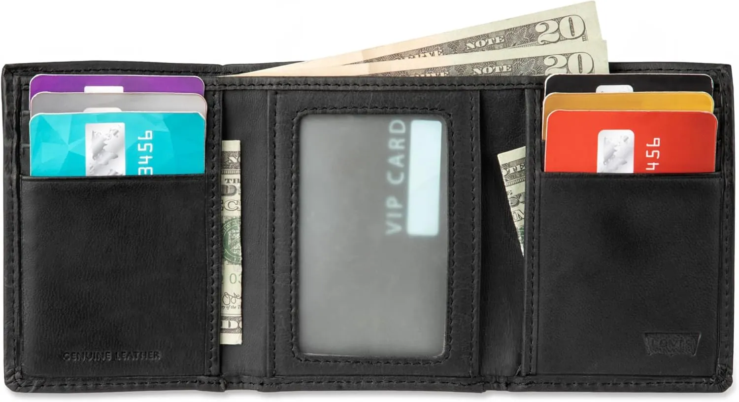 Levi's Men's Trifold Wallet-Sleek and Slim Includes Id Window and Credit Card Holder