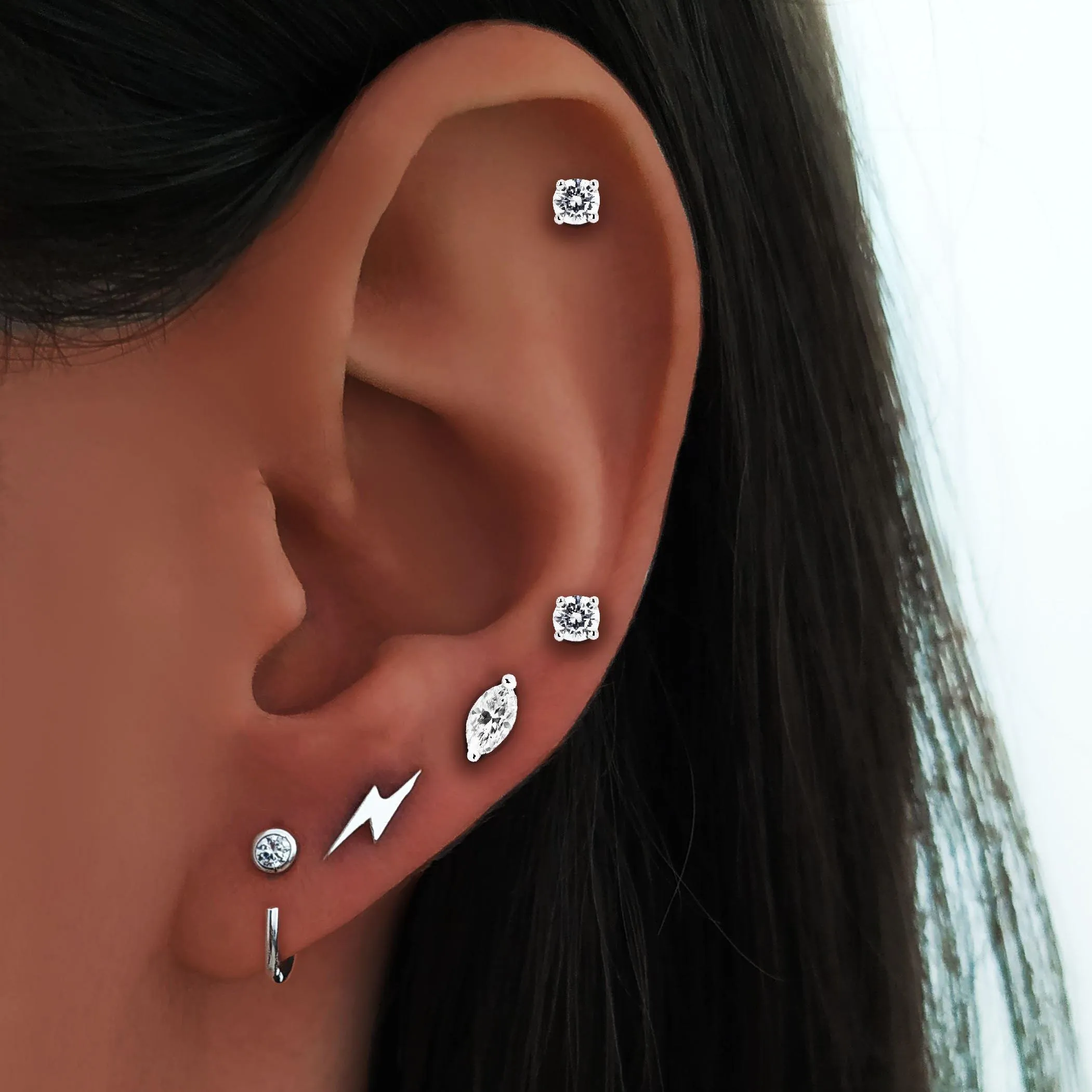 Lightning Bolt Silver Earring