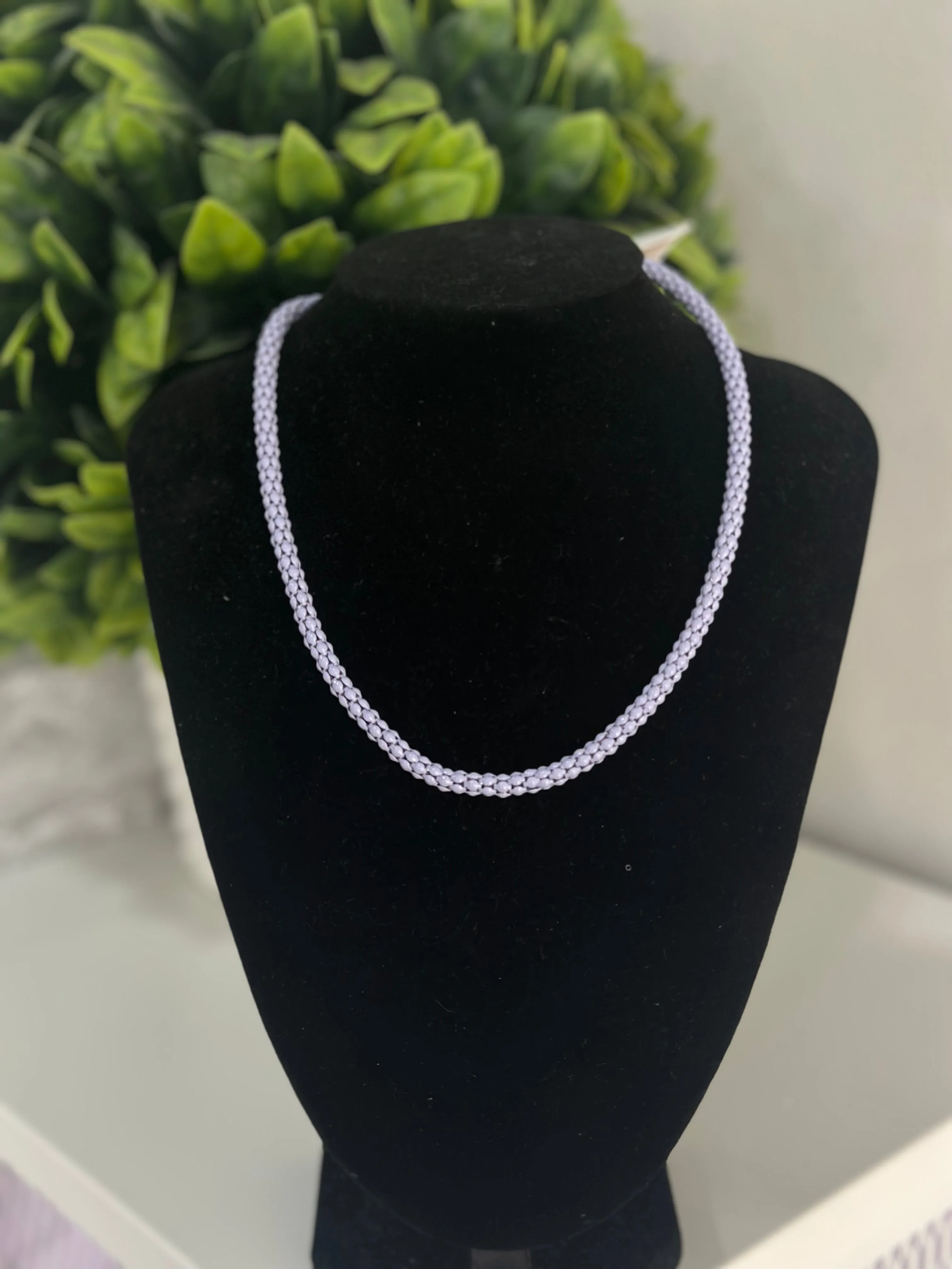 Lilac Mesh Chain Necklace