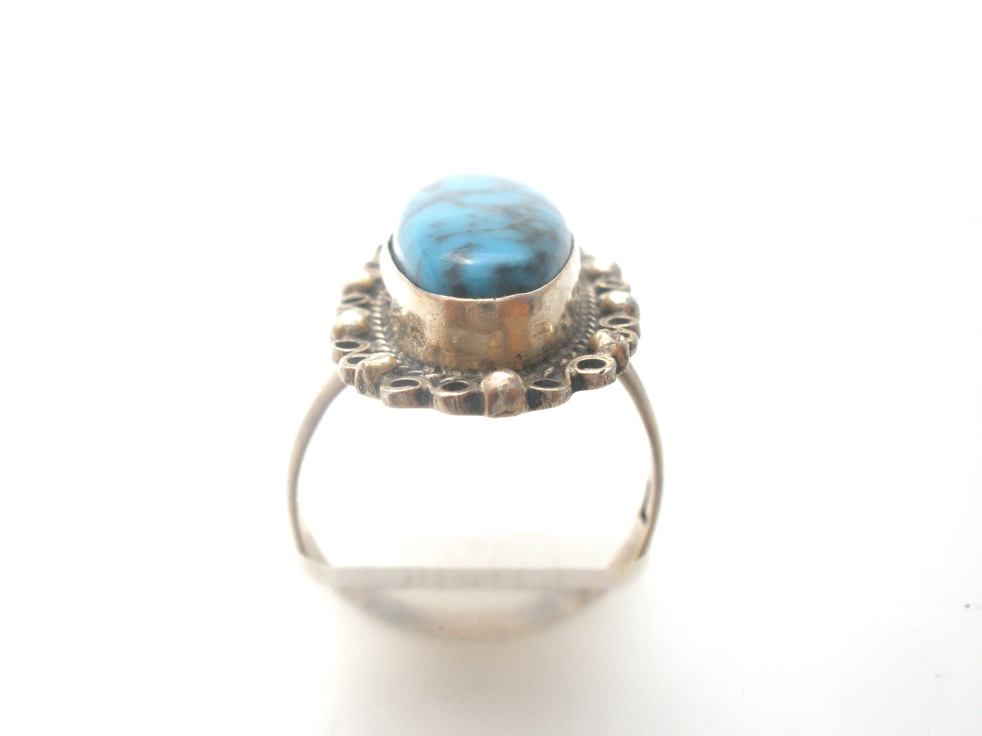 Mexican Turquoise Ring Sterling Silver Size 6.5